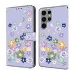 For Samsung Galaxy S24 Ultra 5G Fresh Painted Leather Phone Case(Purple Floral)