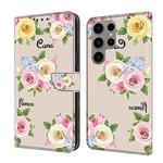 For Samsung Galaxy S24 Ultra 5G Fresh Painted Leather Phone Case(Colored Flowers)