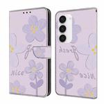 For Samsung Galaxy S23+ 5G Fresh Painted Leather Phone Case(Small Lilac Flowers)