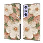 For Samsung Galaxy S22+ 5G Fresh Painted Leather Phone Case(Sunflower)