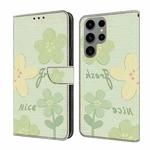 For Samsung Galaxy S22 Ultra 5G Fresh Painted Leather Phone Case(Fresh Flowers)