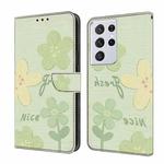 For Samsung Galaxy S21 Ultra 5G Fresh Painted Leather Phone Case(Fresh Flowers)