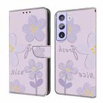 For Samsung Galaxy S21+ 5G Fresh Painted Leather Phone Case(Small Lilac Flowers)