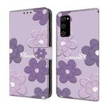 For Samsung Galaxy S20 FE Fresh Painted Leather Phone Case(Dark Purple Flowers)