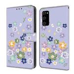 For Samsung Galaxy S20 FE Fresh Painted Leather Phone Case(Purple Floral)