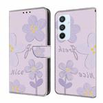 For Samsung Galaxy A54 5G Fresh Painted Leather Phone Case(Small Lilac Flowers)