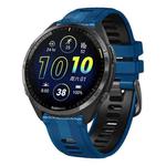 For Garmin Forerunner 965 Two Color Steel Buckle Silicone Watch Band(Royal Blue Black)