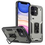 For iPhone 11 Ring Holder PC Hybrid TPU Phone Case(Titanium Grey)