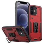 For iPhone 12 Ring Holder PC Hybrid TPU Phone Case(Red)