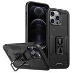 For iPhone 12 Pro Ring Holder PC Hybrid TPU Phone Case(Black)