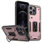 For iPhone 12 Pro Ring Holder PC Hybrid TPU Phone Case(Rose Gold)