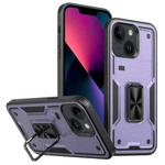 For iPhone 13 Ring Holder PC Hybrid TPU Phone Case(Purple)