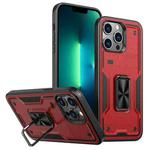 For iPhone 13 Pro Max Ring Holder PC Hybrid TPU Phone Case(Red)