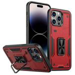 For iPhone 14 Pro Ring Holder PC Hybrid TPU Phone Case(Red)