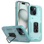 For iPhone 15 Ring Holder PC Hybrid TPU Phone Case(Blue)