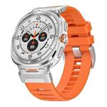 For Samsung Galaxy Watch Ultra 47mm Steel Buckle Fluororubber Watch Band(Silver Orange)