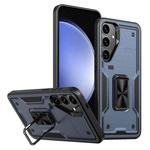 For Samsung Galaxy S23 FE 5G Ring Holder PC Hybrid TPU Phone Case(Navy Blue)