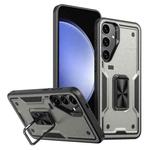 For Samsung Galaxy S23 FE 5G Ring Holder PC Hybrid TPU Phone Case(Titanium Grey)