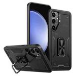 For Samsung Galaxy S23 FE 5G Ring Holder PC Hybrid TPU Phone Case(Black)