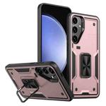 For Samsung Galaxy S23 FE 5G Ring Holder PC Hybrid TPU Phone Case(Rose Gold)