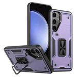 For Samsung Galaxy S23 FE 5G Ring Holder PC Hybrid TPU Phone Case(Purple)
