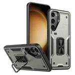 For Samsung Galaxy S23+ 5G Ring Holder PC Hybrid TPU Phone Case(Titanium Grey)
