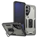 For Samsung Galaxy S24 FE 5G Ring Holder PC Hybrid TPU Phone Case(Titanium Grey)