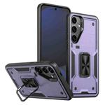 For Samsung Galaxy S24 FE 5G Ring Holder PC Hybrid TPU Phone Case(Purple)