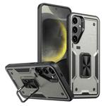 For Samsung Galaxy S24+ 5G Ring Holder PC Hybrid TPU Phone Case(Titanium Grey)