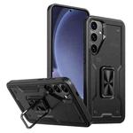 For Samsung Galaxy S25+ 5G Ring Holder PC Hybrid TPU Phone Case(Black)