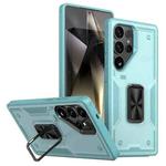 For Samsung Galaxy S25 Ultra 5G Ring Holder PC Hybrid TPU Phone Case(Blue)