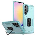 For Samsung Galaxy A25 5G Ring Holder PC Hybrid TPU Phone Case(Blue)