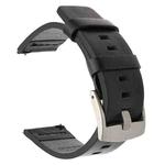 For Suunto 9 / Suunto 7 Steel Buckle 24mm Genuine Leather Watch Band(Black Silver)