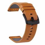 For Suunto 9 / Suunto 7 Steel Buckle 24mm Genuine Leather Watch Band(Yellow Black)