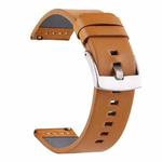 For Suunto 9 / Suunto 7 Steel Buckle 24mm Genuine Leather Watch Band(Yellow Silver)