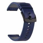 For Suunto 9 / Suunto 7 Steel Buckle 24mm Genuine Leather Watch Band(Blue Black)