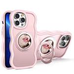 For iPhone 13 Pro Max Mirror Holder MagSafe Phone Case(Pink)