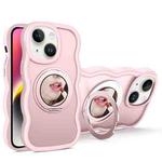 For iPhone 14 Plus Mirror Holder MagSafe Phone Case(Pink)