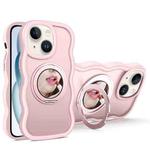 For iPhone 15 Mirror Holder MagSafe Phone Case(Pink)