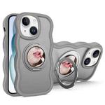 For iPhone 15 Mirror Holder MagSafe Phone Case(Grey)