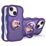 For iPhone 15 Plus Mirror Holder MagSafe Phone Case(Purple)