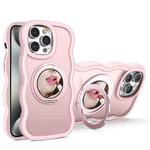 For iPhone 15 Pro Mirror Holder MagSafe Phone Case(Pink)