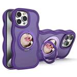 For iPhone 15 Pro Max Mirror Holder MagSafe Phone Case(Purple)