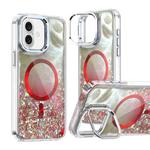 For iPhone 16 Plus Epoxy CD Texture Lens Holder MagSafe Phone Case(Red)