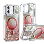 For iPhone 16 Epoxy CD Texture Lens Holder MagSafe Phone Case(Red)