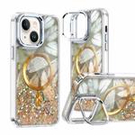 For iPhone 14 Epoxy CD Texture Lens Holder MagSafe Phone Case(Gold)