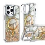 For iPhone 12 Pro Max Epoxy CD Texture Lens Holder MagSafe Phone Case(Gold)