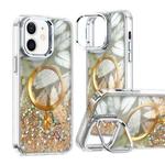 For iPhone 11 Epoxy CD Texture Lens Holder MagSafe Phone Case(Gold)