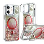 For iPhone 11 Epoxy CD Texture Lens Holder MagSafe Phone Case(Red)