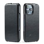 For iPhone 16 Pro Max Fierre Shann 64 Texture Vertical Flip PU Leather Phone Case(Black)